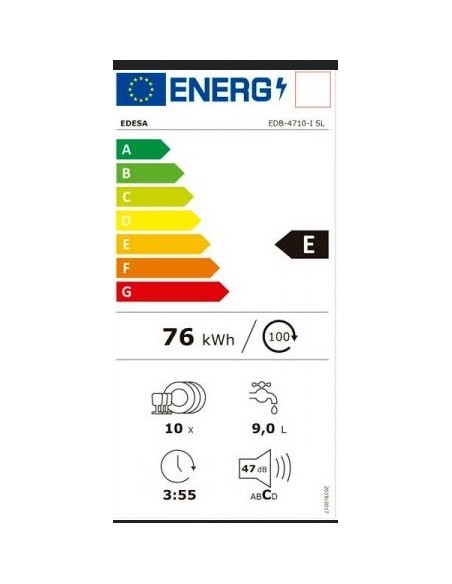 Lavavajillas Integrable Edesa EDB 4710 I SL 10 Servicios 47dB 45cm