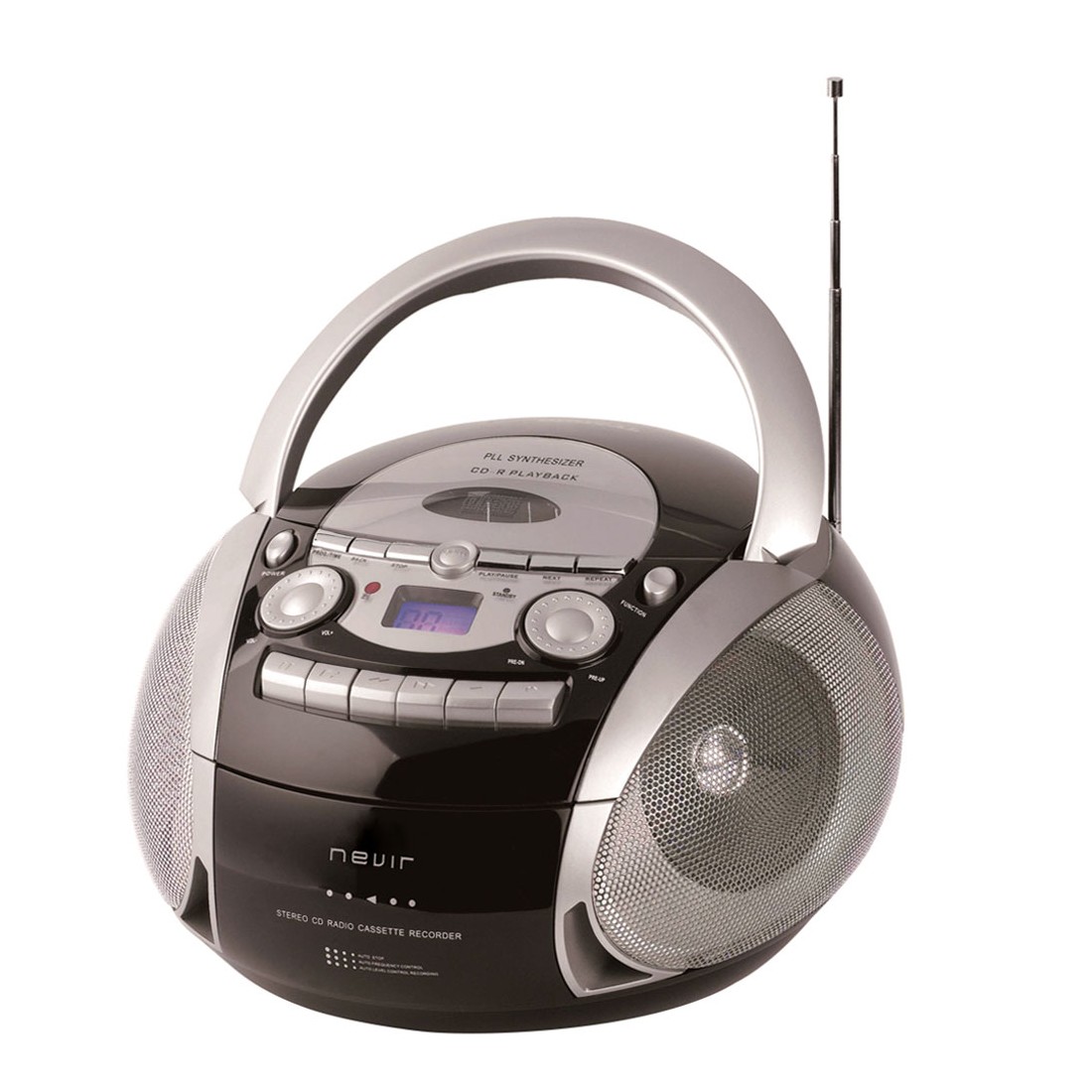 Radiocassette CD -Nevir NVR-482UCM, USB, Plata