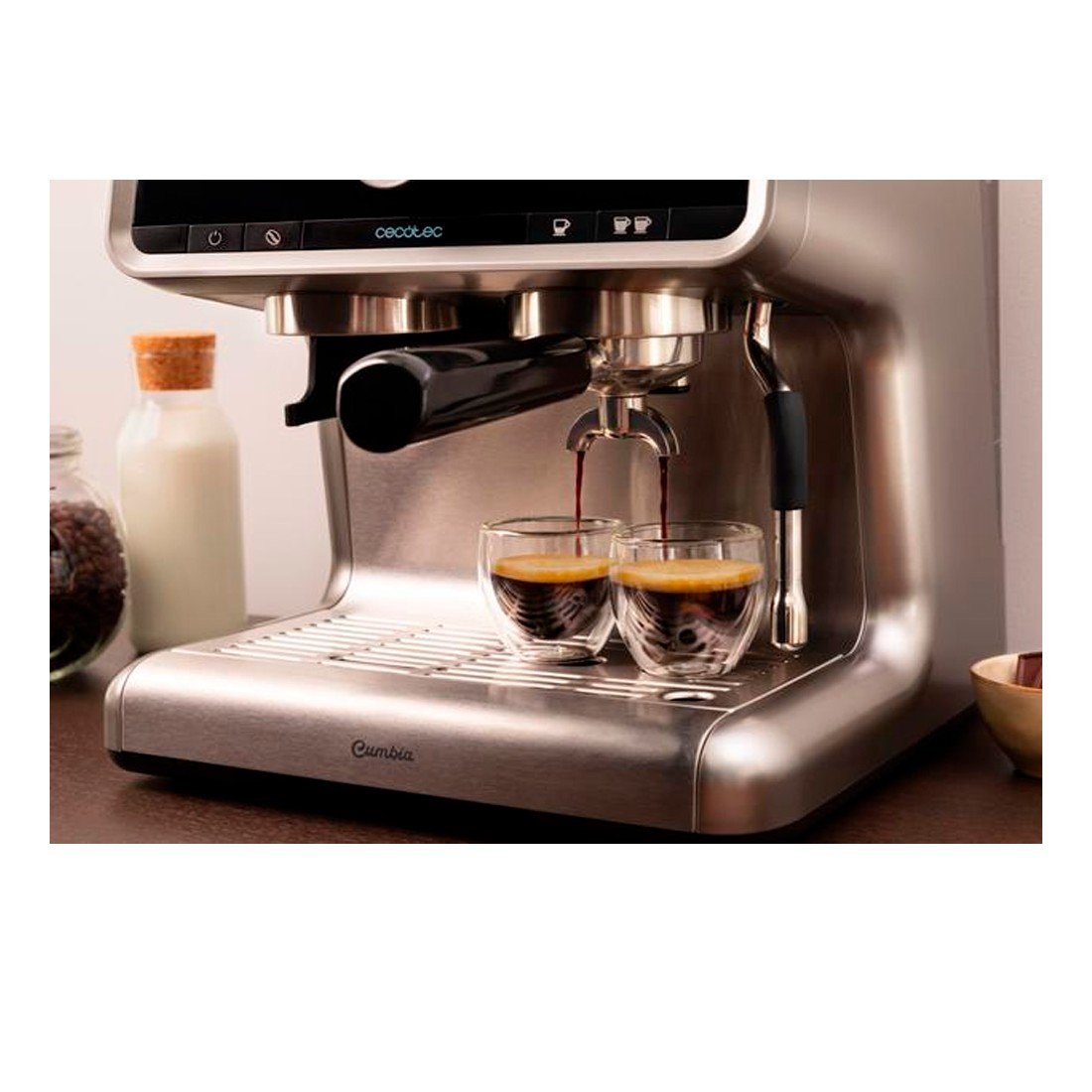 Cecotec Cafetera Express con Brazo con Doble Salida Power Espresso 20 Bares  Barista Cream, 1550 W