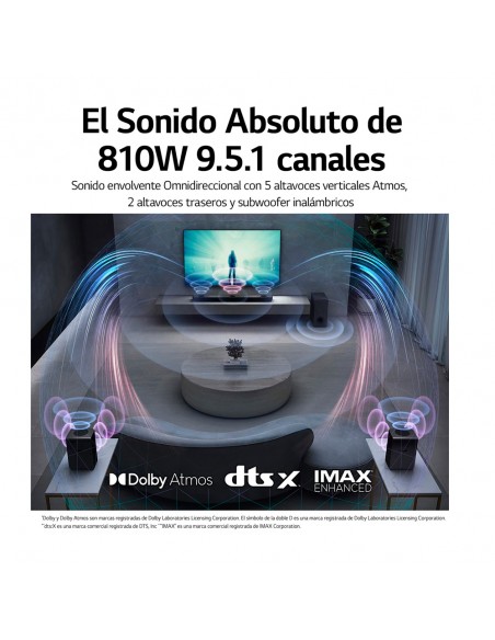 LG S95QR: Barra de sonido 9.1.5, Dolby Atmos, DTS:X, AirPlay 2, Hi