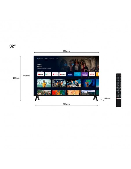 TV LED 32  TCL 32S5400AF, Full-HD, HDR, Smart TV, Dolby Audio Plus, Negro